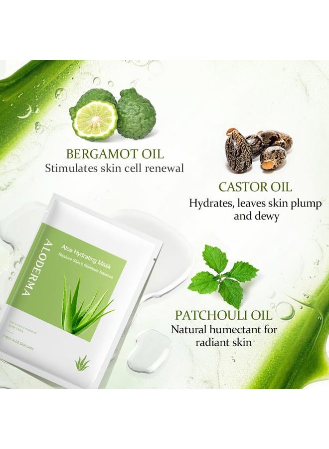 Aloderma Organic Aloe Vera Face Masks - Deep Hydration, Nourishing, Unisex, Skin Treatment, 5 pcs - Image 3